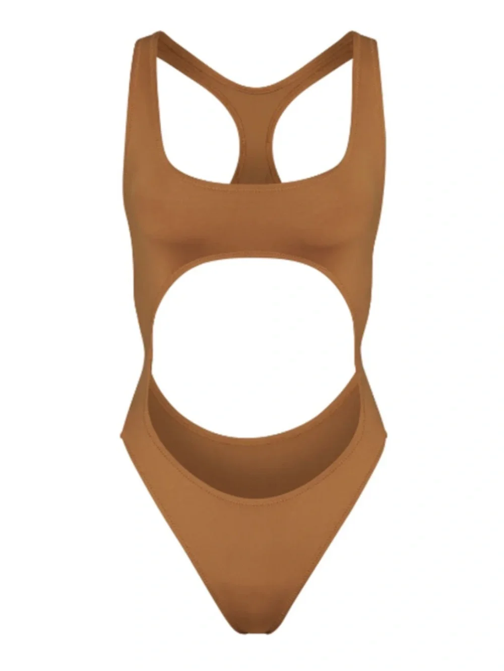 SKIMS Women’s Signature Swim Cut Out Monokini One Piece Swimsuit Sz M Almond NWT